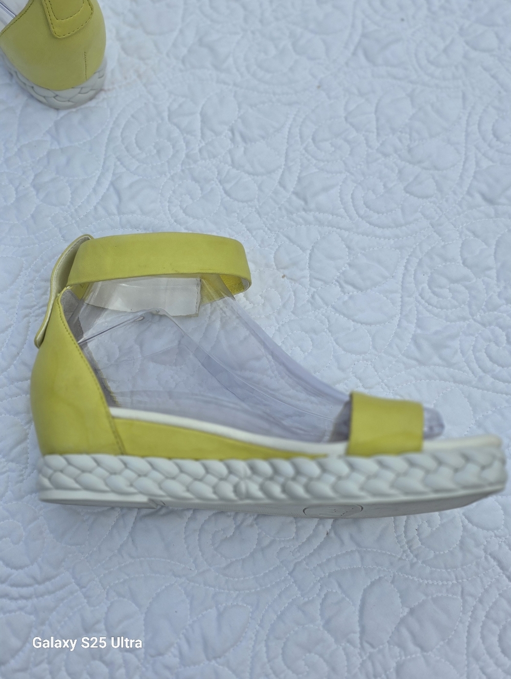 Franco Sarto Tiana  Wedge Sandal Lime Yellow Braided Platform Ankle Strap Sz 7 - Picture 13 of 16